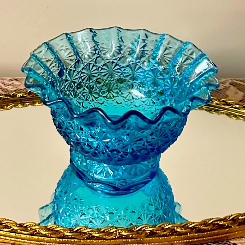 Dots and Daisies Aqua Blue candy Dish